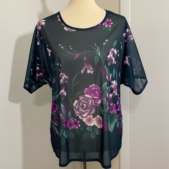 Salon Studio Tops - Women’s Sheer Flower Blouse